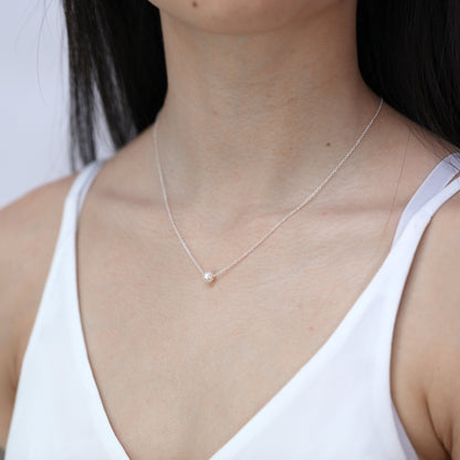 Sterlingsilber Verstellbar Halsband bis 45,5cm Perle Halskette