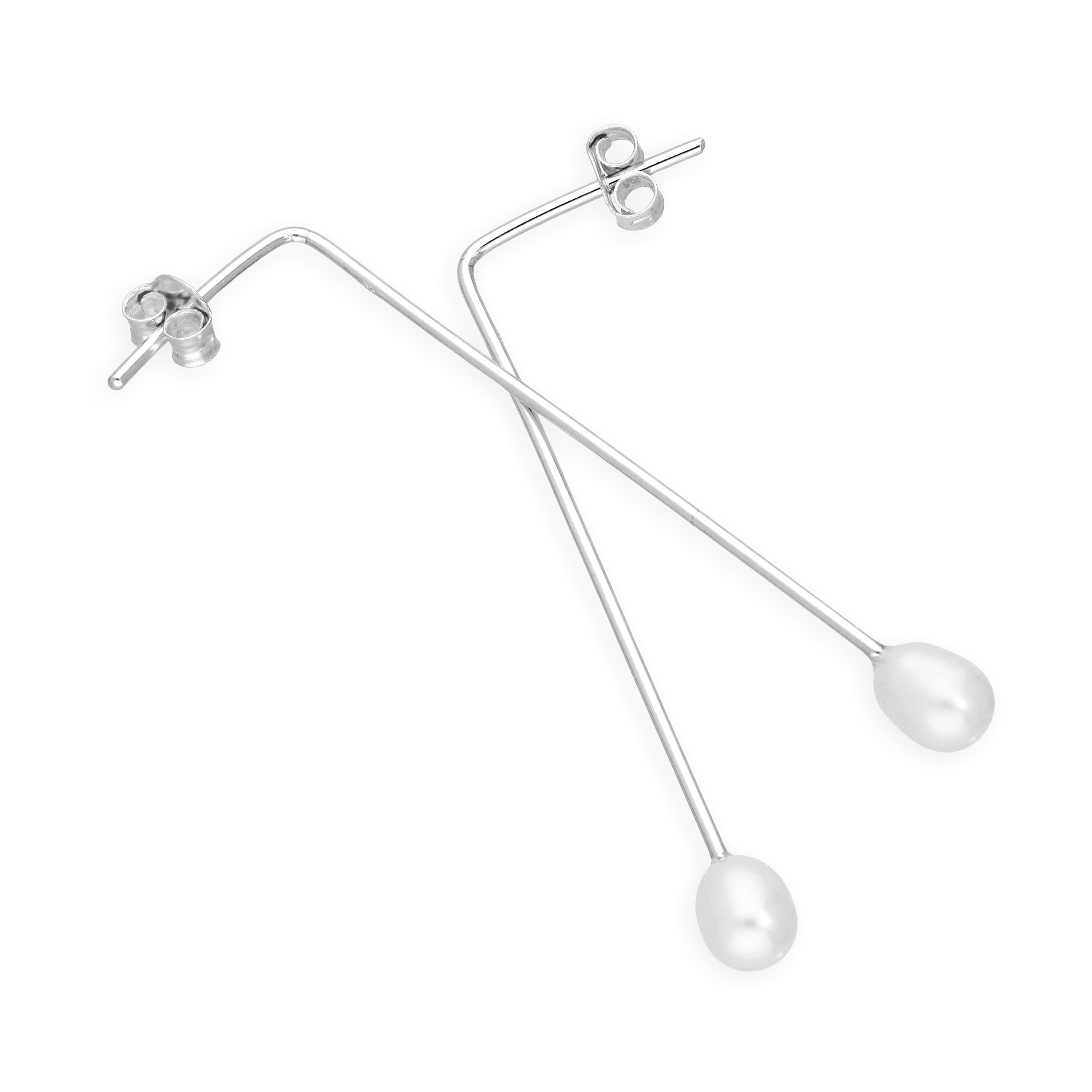 Sterlingsilber & Perle Hänge Ohrstecker