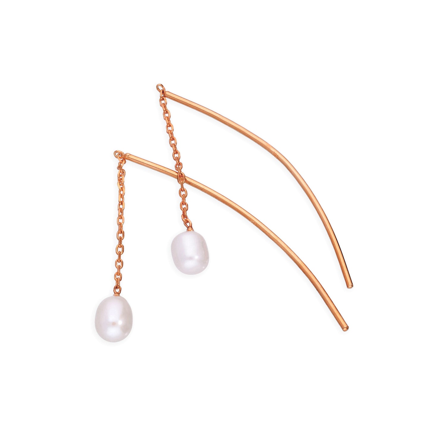 Rosévergoldet Sterlingsilber & Perle Bogen Ohrringe