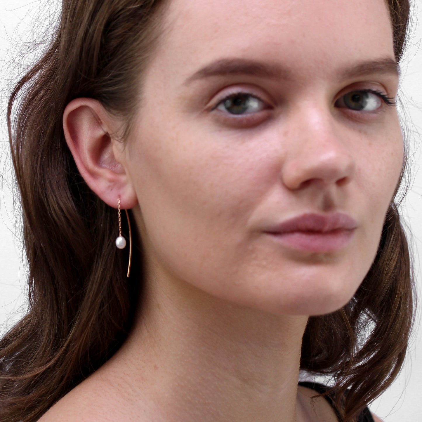 Rosévergoldet Sterlingsilber & Perle Bogen Ohrringe