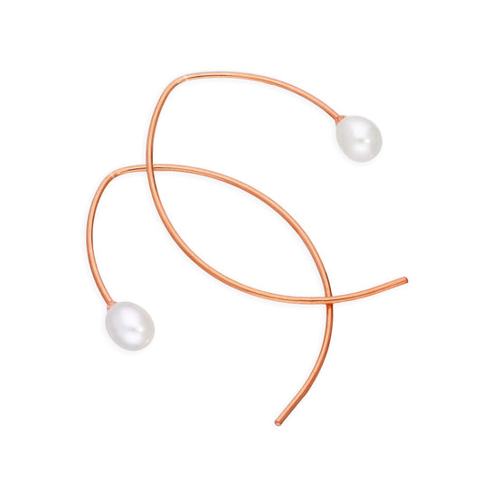 Roségold-beschichtete Ohrringe aus Sterlingsilber mit Perlen und gebogenem Verschluss