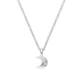 Sterlingsilber & Echt Diamant 45,5 cm Mond Halskette