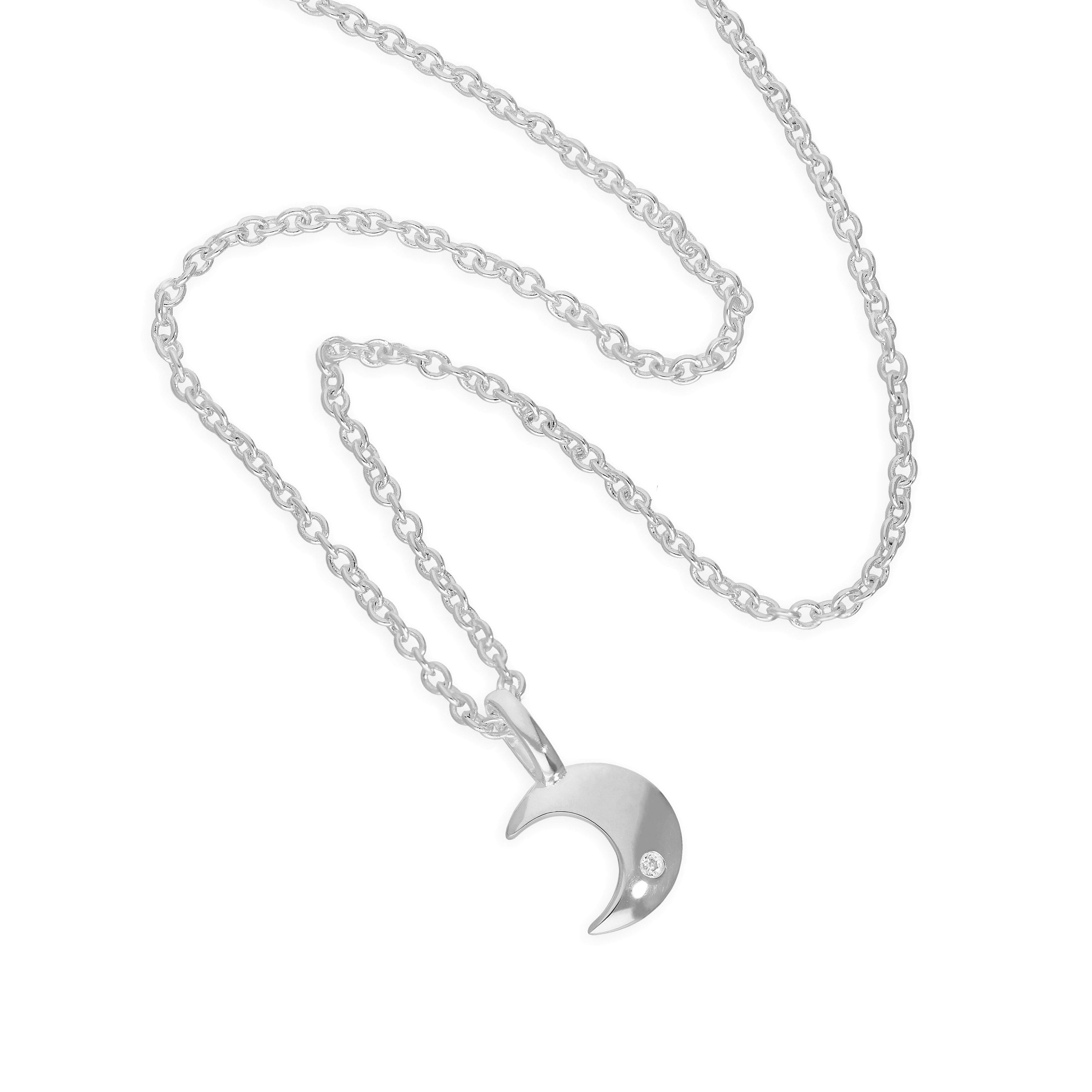 Sterlingsilber & Echt Diamant 45,5 cm Mond Halskette