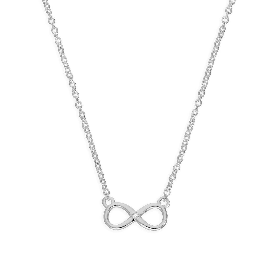 Halskette aus Sterlingsilber mit echtem Diamant und Unendlichkeitszeichen, 45 cm