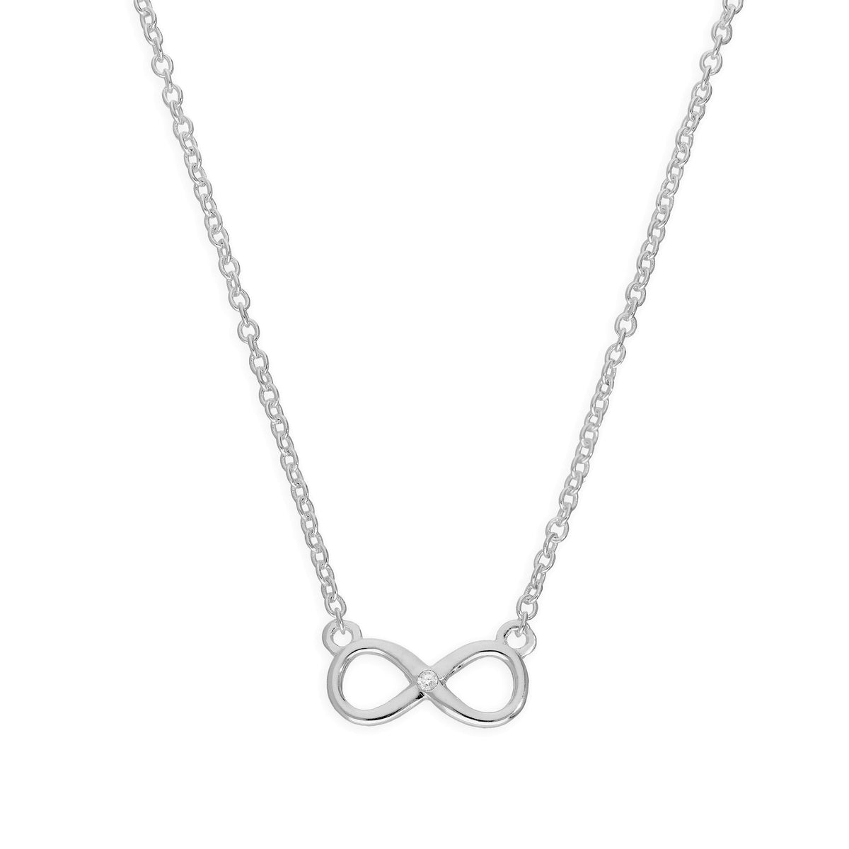 Sterlingsilber & Echt Diamant 45,5 cm Unendlichkeitssymbol Halskette
