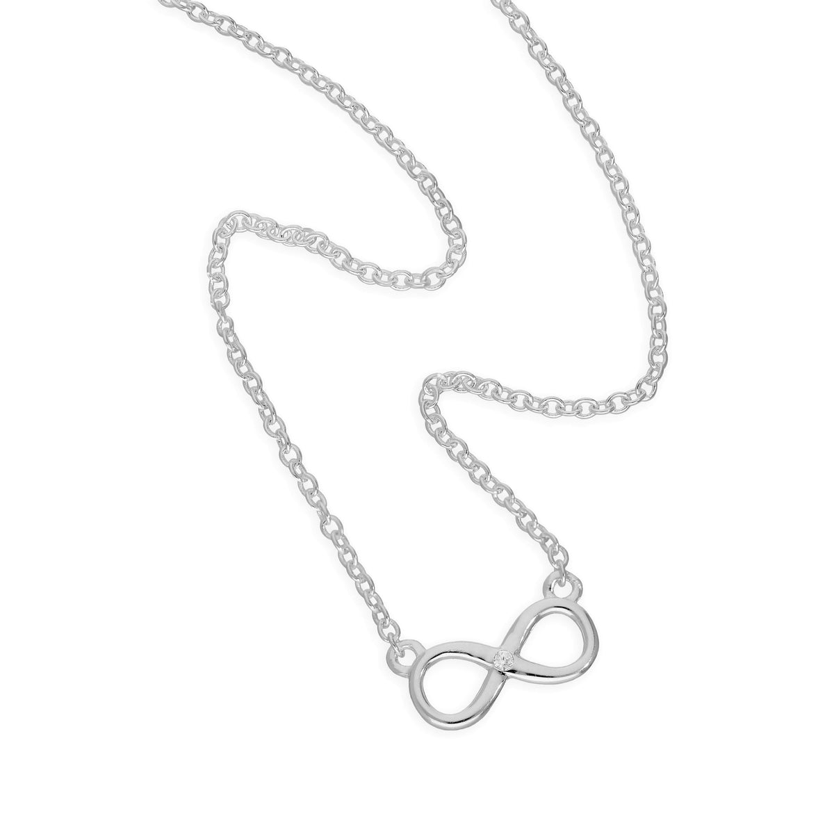Sterlingsilber & Echt Diamant 45,5 cm Unendlichkeitssymbol Halskette