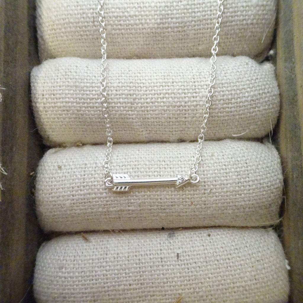 Sterlingsilber & Echt Diamant 45,5 cm Pfeil Halskette
