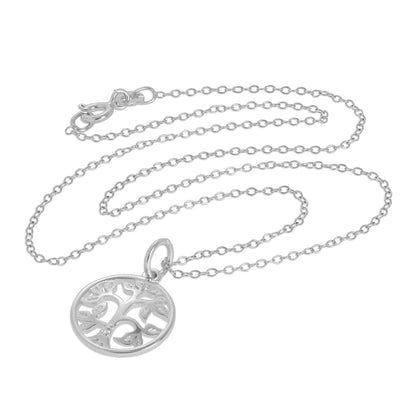 Halskette aus Sterlingsilber mit echtem Diamant in Baumform