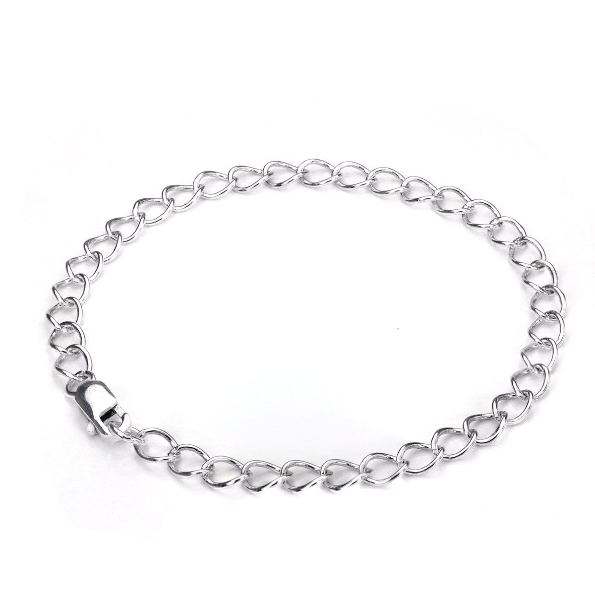Sterlingsilber Light Curb Chain Charm-Armband