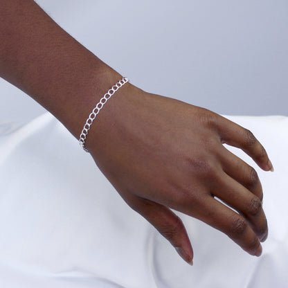 Sterling Silber Light Curb Chain Charm-Armband