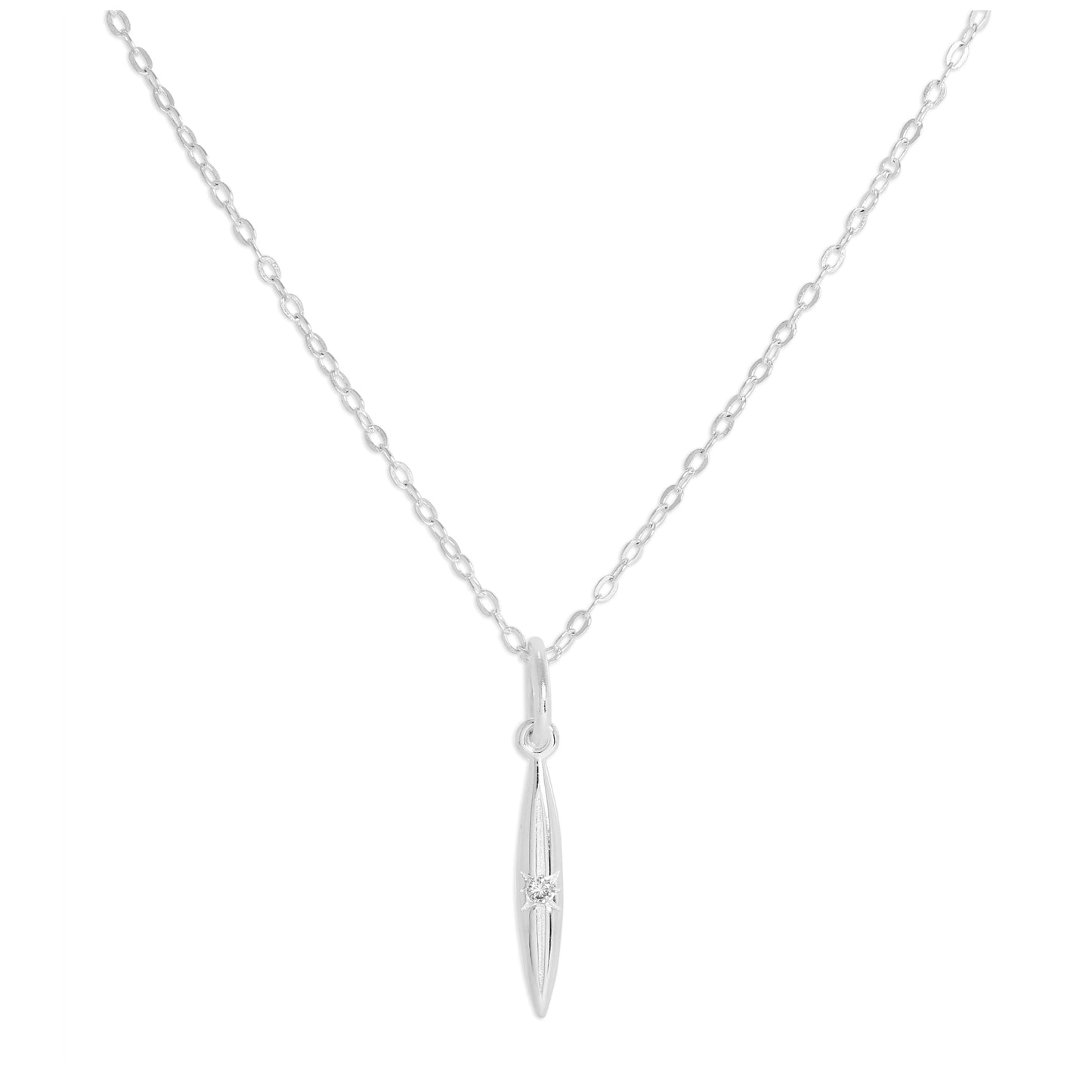 Halskette aus Sterlingsilber mit echtem Diamant in Spike-Form