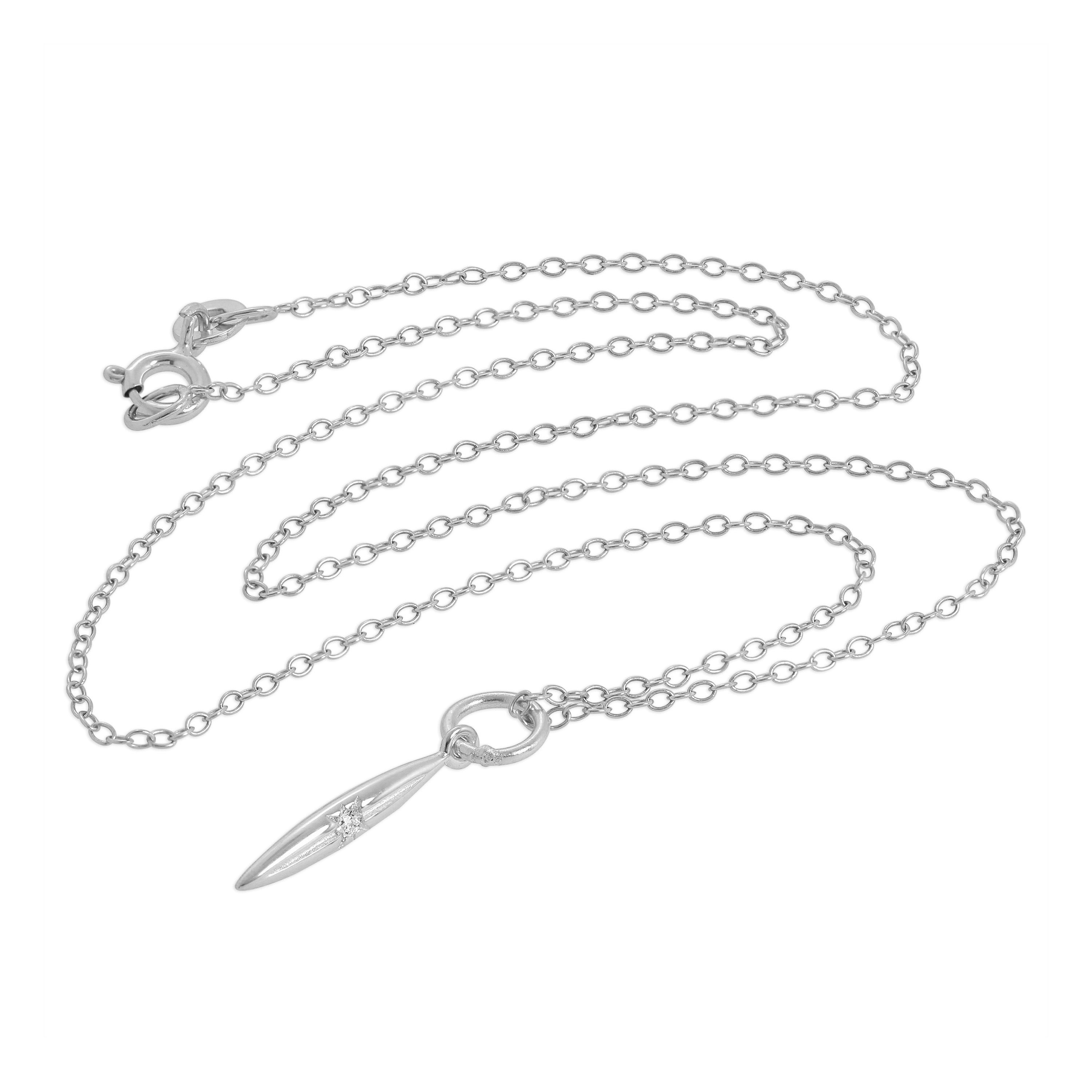 Halskette aus Sterlingsilber mit echtem Diamant in Spike-Form