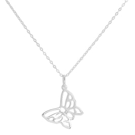 Sterlingsilber & Echt Diamant Offen Schmetterling Halskette