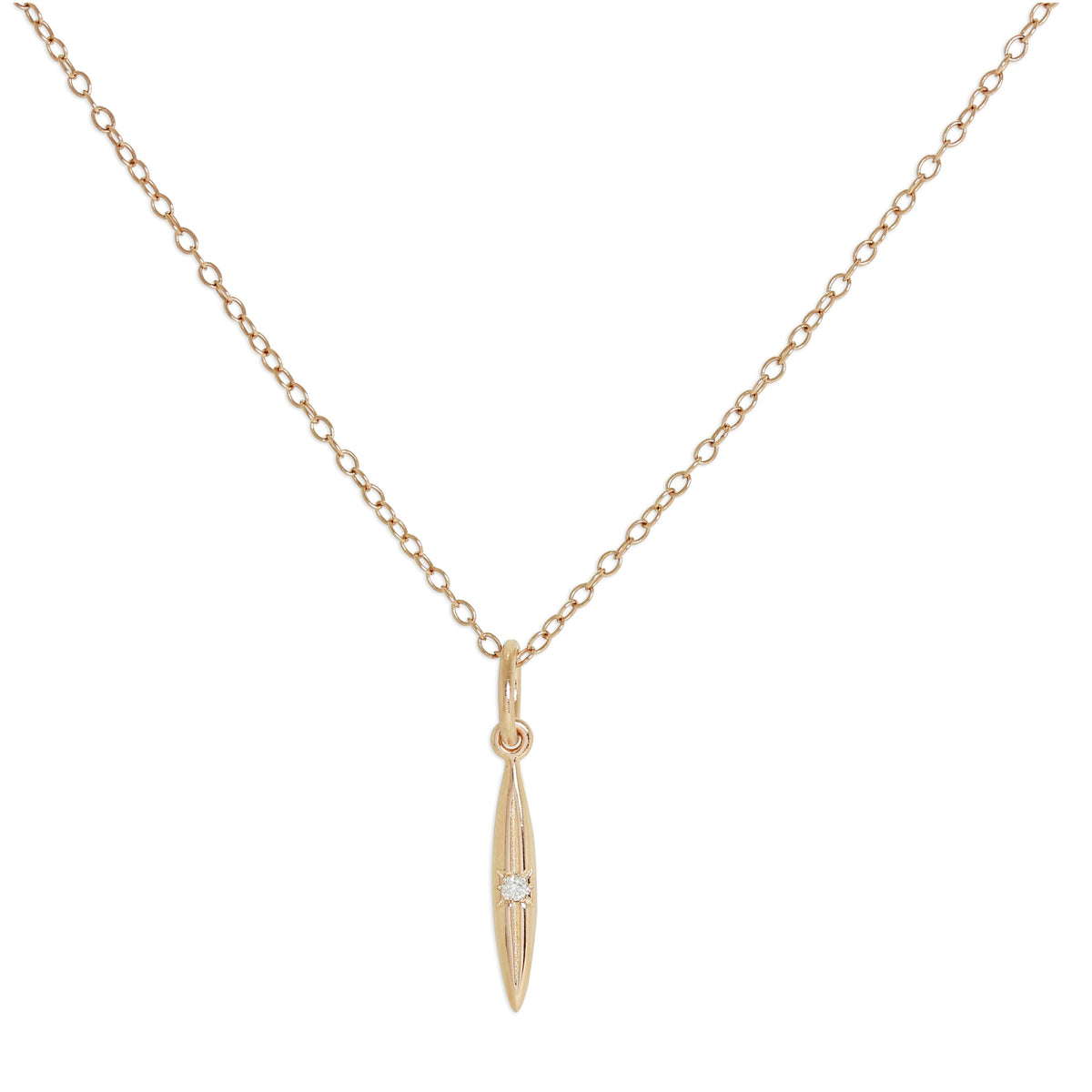 Halskette aus roségoldplattiertem Sterlingsilber mit echtem Diamant in Spike-Form