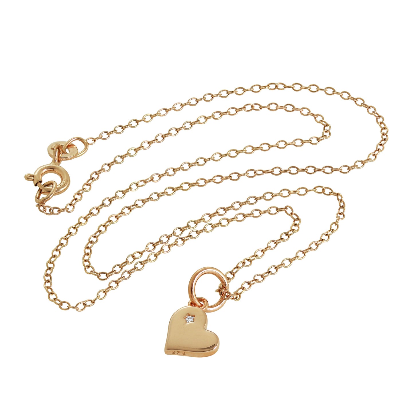 Rosévergoldet Sterlingsilber & Echt Diamant Herz Halskette