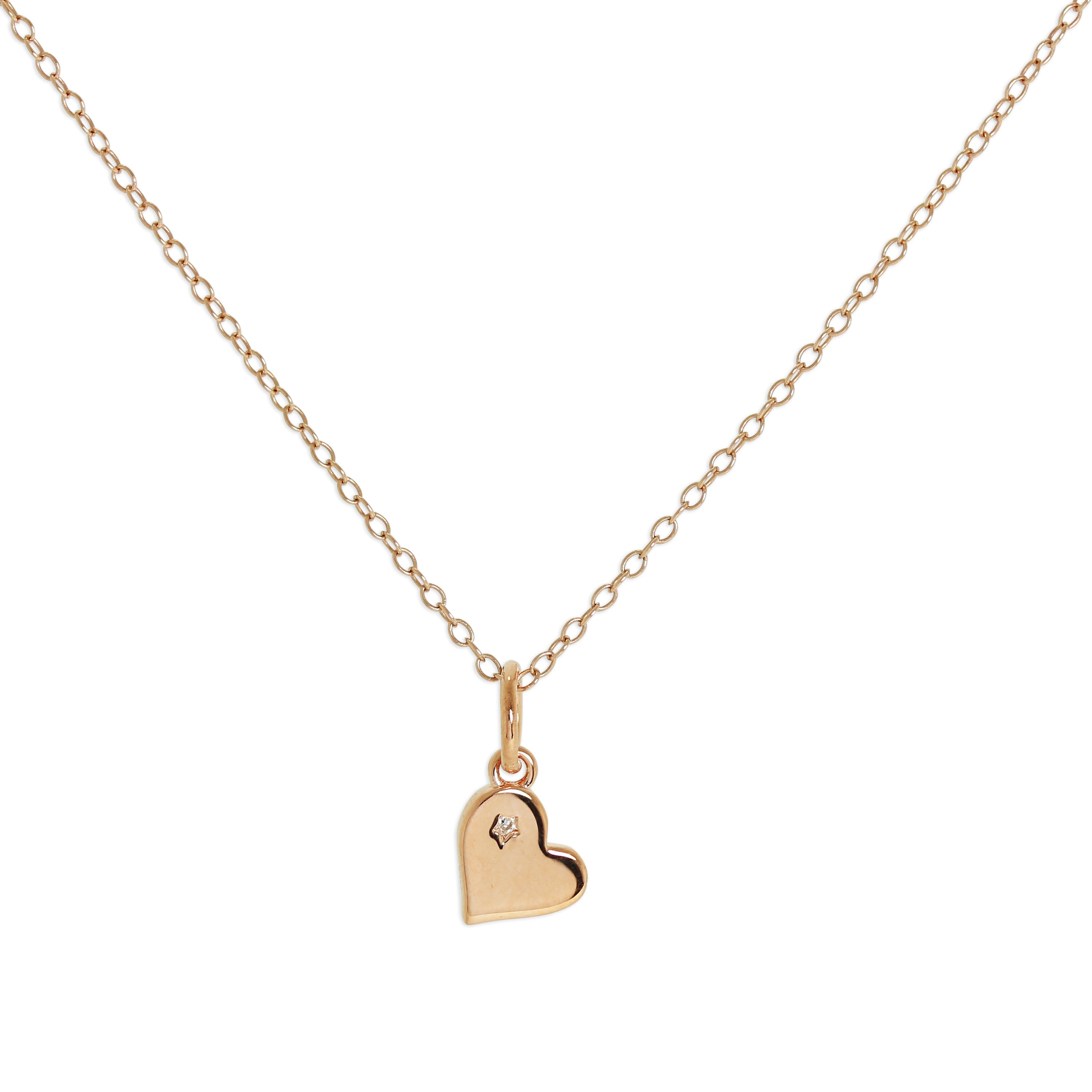 Rosévergoldet Sterlingsilber & Echt Diamant Herz Halskette