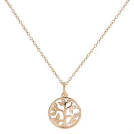 Roségold-beschichtete Halskette aus Sterlingsilber mit echten Diamanten in Baumform