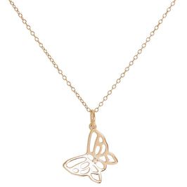 Roségold-beschichtete Halskette aus Sterlingsilber mit echten Diamanten in Schmetterlingsform