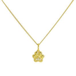 Vergoldet Sterlingsilber & Echt Diamant Pfotenabdruck Halskette