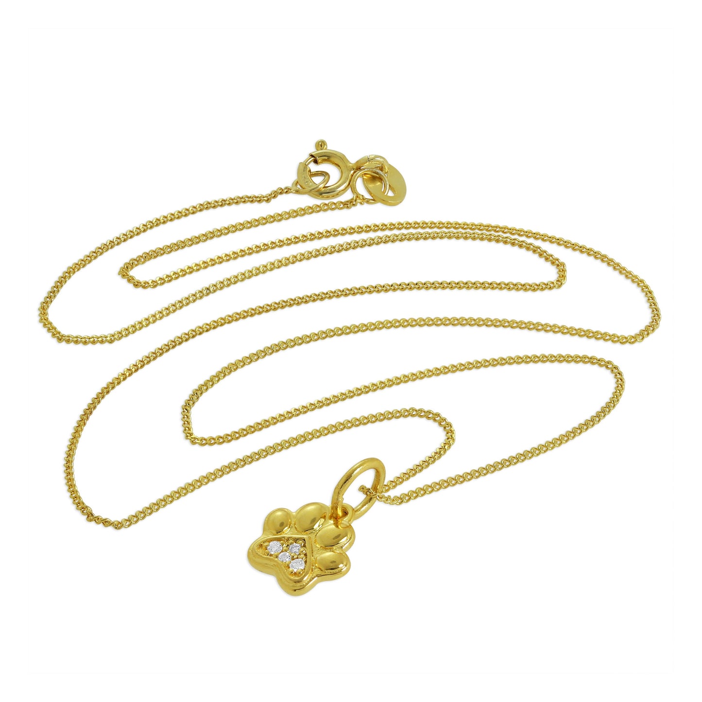 Vergoldet Sterlingsilber & Echt Diamant Pfotenabdruck Halskette