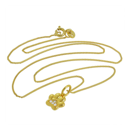 Vergoldet Sterlingsilber & Echt Diamant Pfotenabdruck Halskette