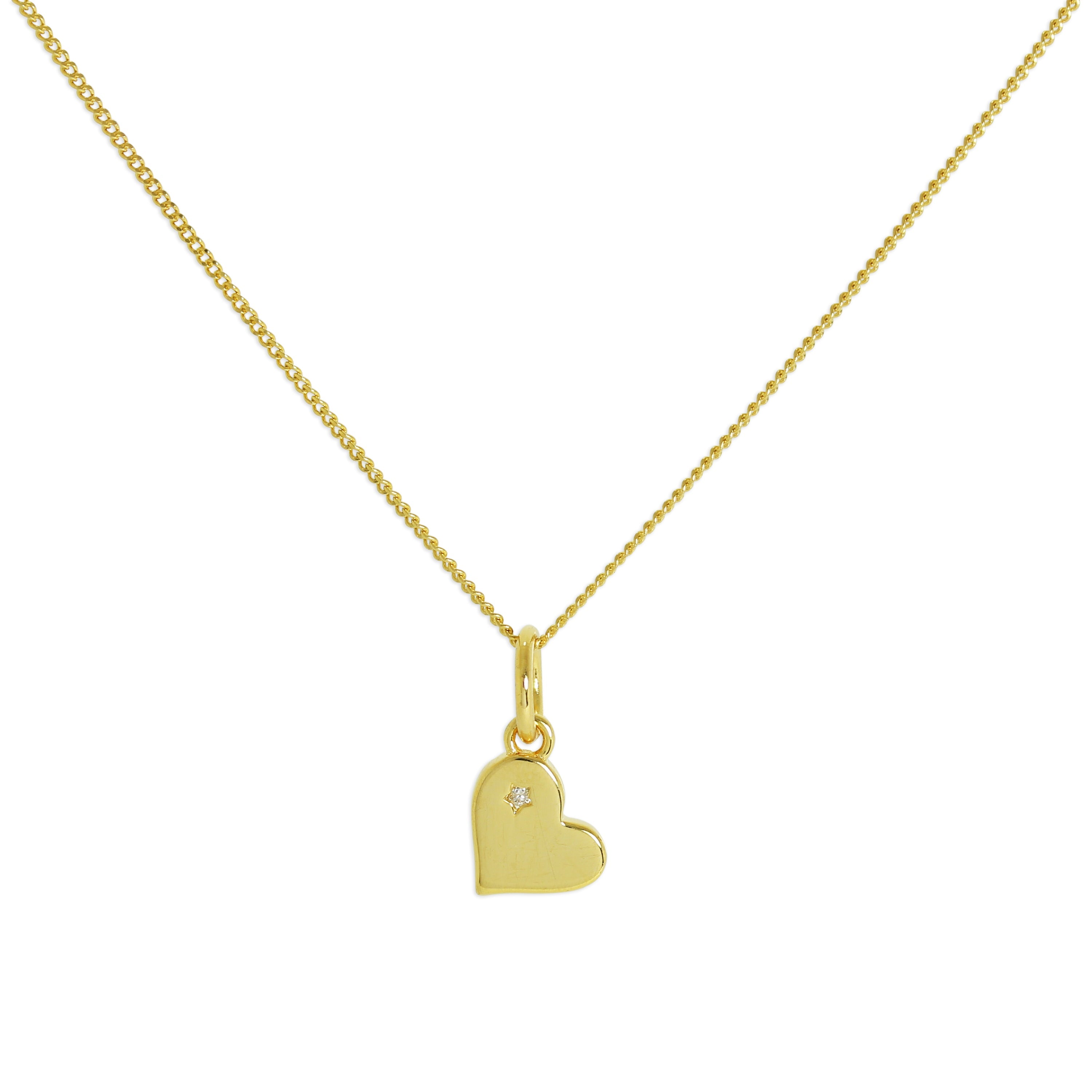 Halskette aus vergoldetem Sterlingsilber mit echtem Diamant in Herzform