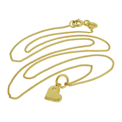 Halskette aus vergoldetem Sterlingsilber mit echtem Diamant in Herzform