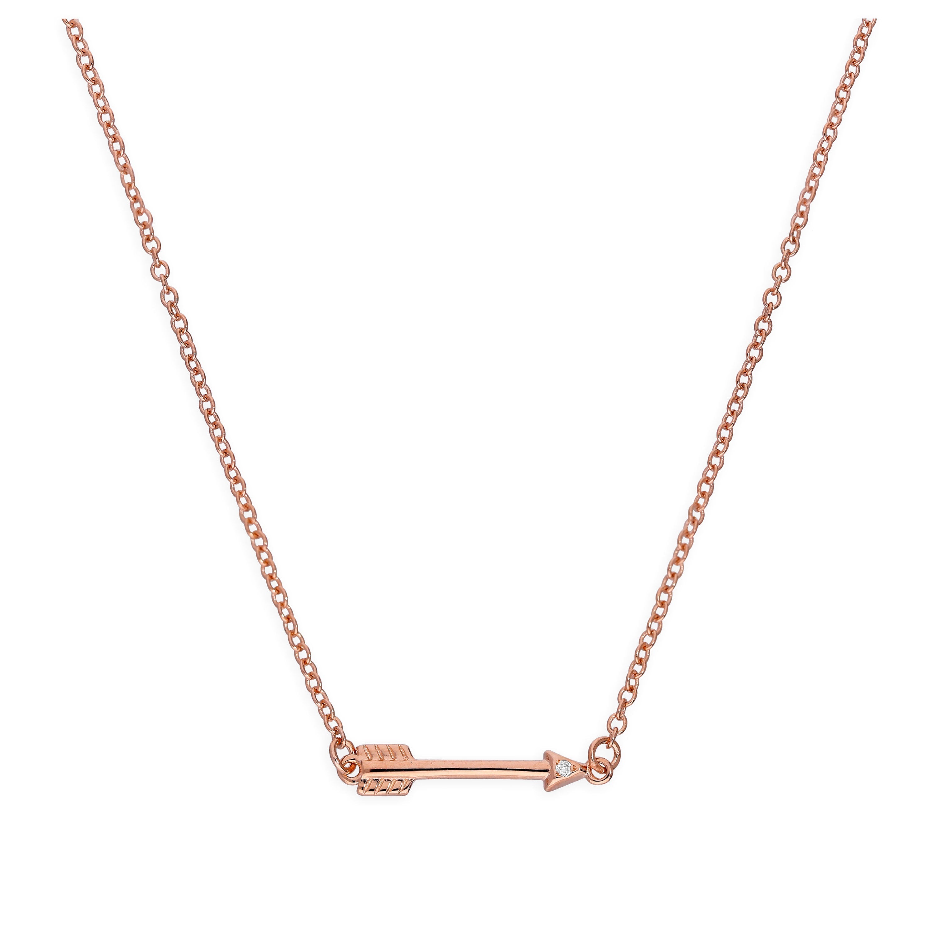 Rosévergoldet Sterlingsilber & Echt Diamant 120,5 cm Pfeil Halskette