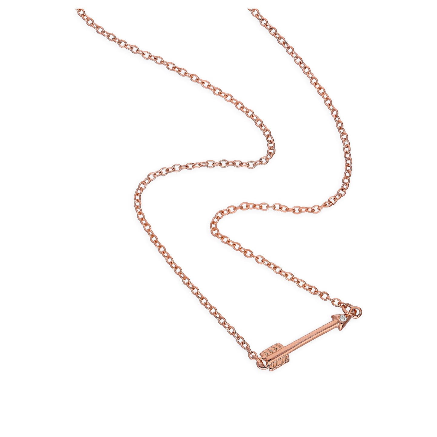 Rosévergoldet Sterlingsilber & Echt Diamant 120,5cm Pfeil Halskette