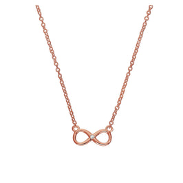 Roségoldbeschichtete Halskette aus Sterlingsilber mit echtem Diamanten, 45 cm, mit Unendlichkeitssymbol