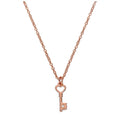 Roségold-beschichtete Halskette aus Sterlingsilber mit echtem Diamanten und Herz-Schlüssel, 18 Zoll