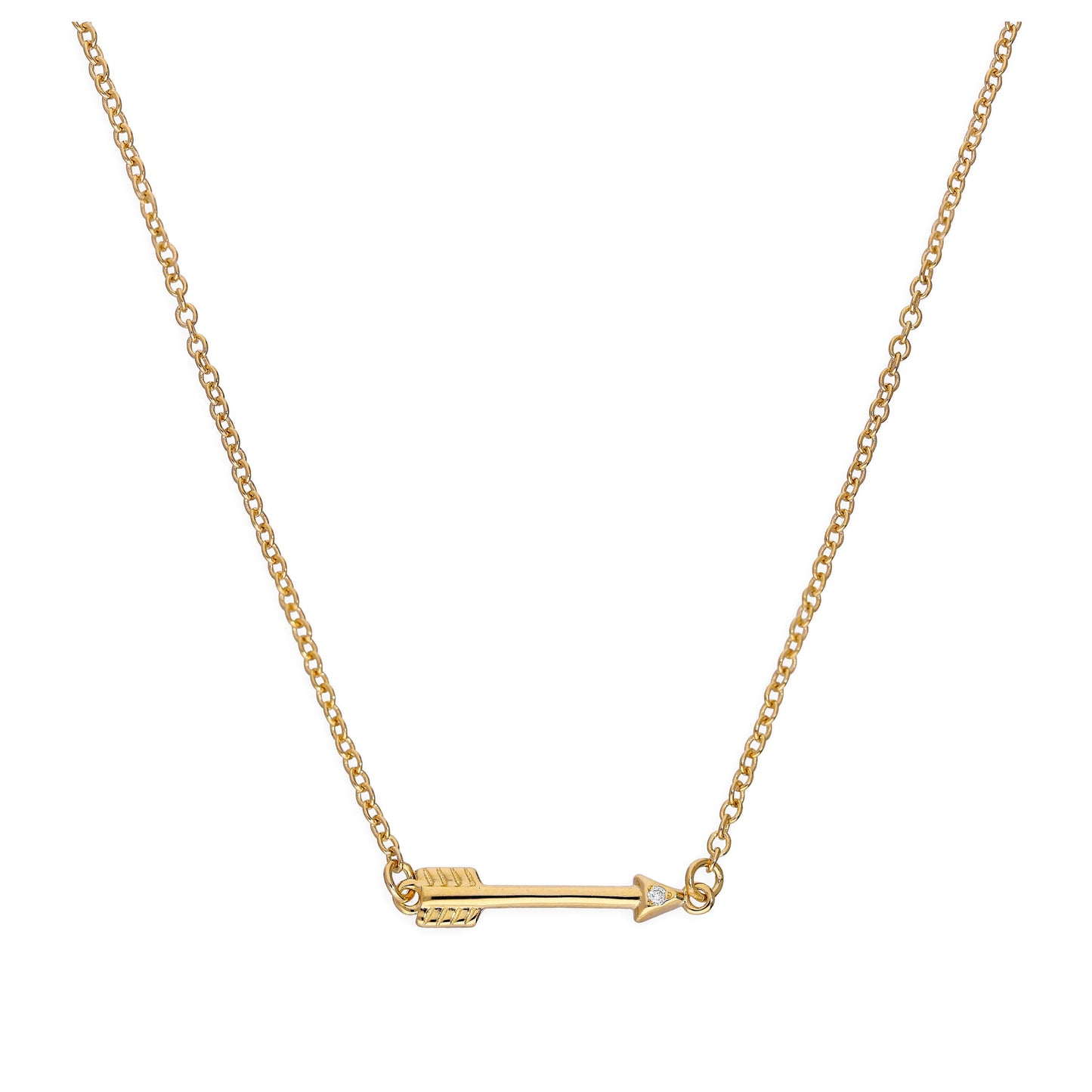 Vergoldet Sterlingsilber & Echt Diamant 45,5cm Pfeil Halskette