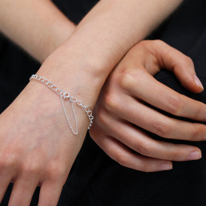 Sterling Silber Light Curb Chain Charm-Armband