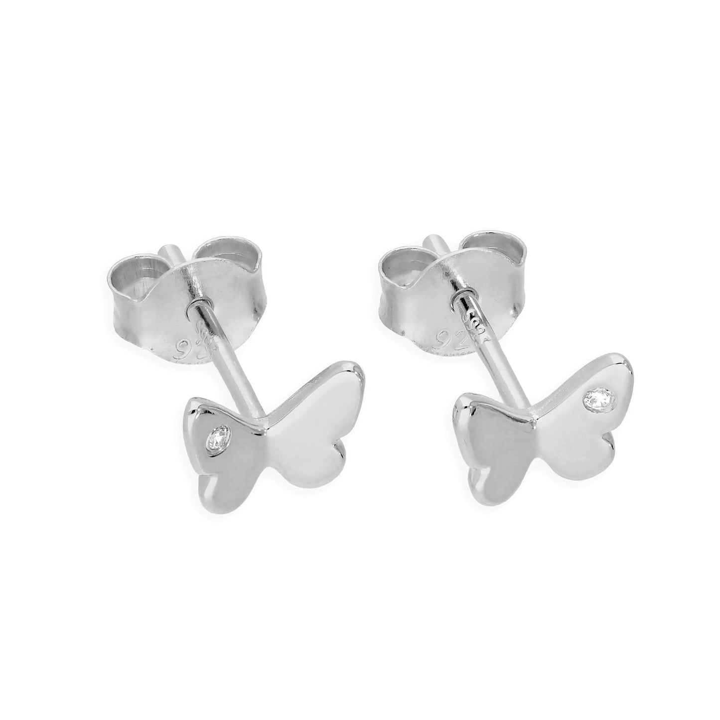 Sterlingsilber & Echt Diamant Schmetterling Ohrstecker