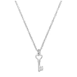 Sterlingsilber & Echt Diamant 45,5 cm Herz Schlüssel Halskette