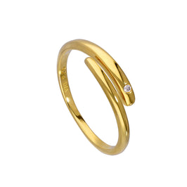 Verstellbarer Ring aus vergoldetem Sterlingsilber mit Wirbel-Design und echtem Diamant