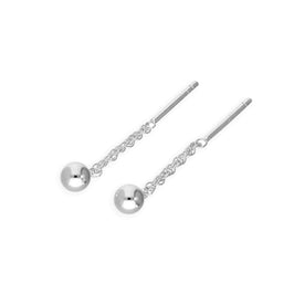 Sterlingsilber 4 mm Kugel Kurz Durchzieher Ohrringe