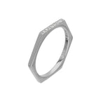 Sterlingsilber & Klar CZ Kristalle Sechseck Ring Größe 17 1/4