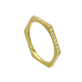 Vergoldet Sterlingsilber & Klar CZ Kristalle Sechseck Ring Größe 17 1/4