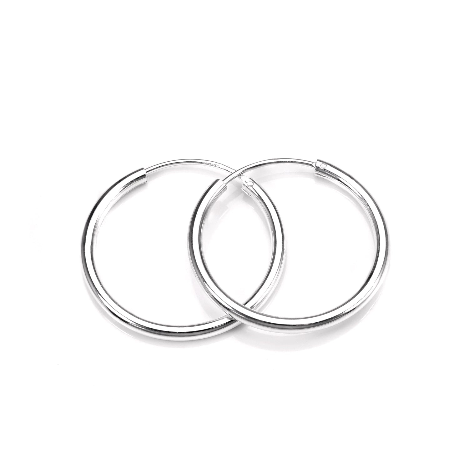 Sterlingsilber 25 mm Creolen Ohrringe mit 2 mm Röhre
