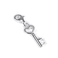 Clip-Charm aus Sterlingsilber mit Herz und Schlüssel