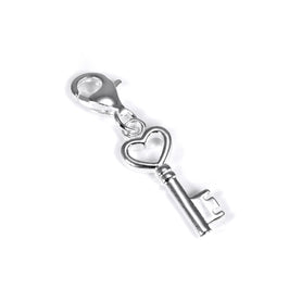 Clip-Charm aus Sterlingsilber mit Herz und Schlüssel