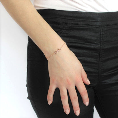 Rosévergoldet Sterlingsilber Unendlichkeitsschleife Belcher Armband mit Verschluss
