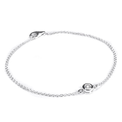 Sterlingsilber Fein Belcher Armband mit Rund CZ Kristall & Verschluss