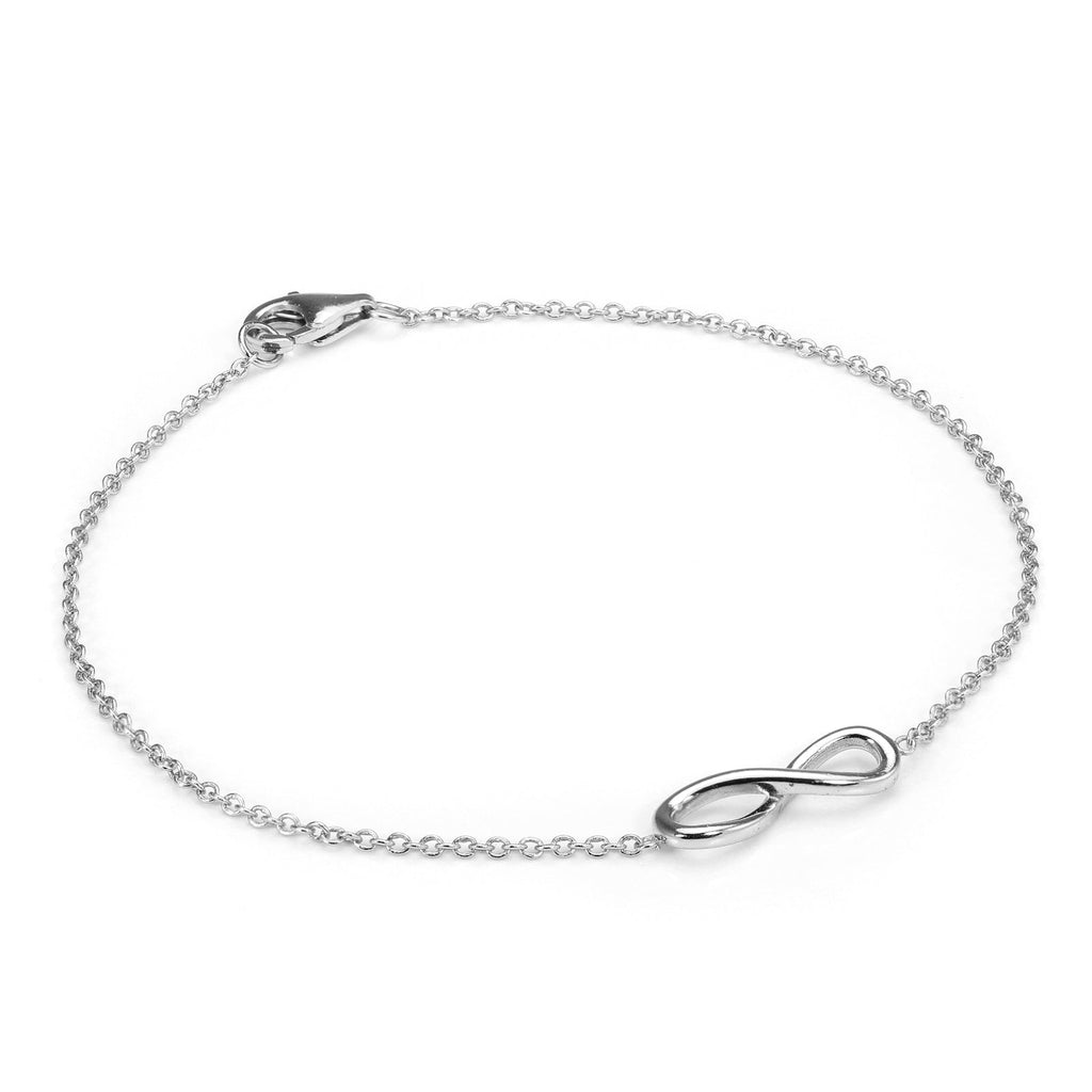 Armband aus Sterlingsilber mit Erbskette, Unendlichkeitszeichen und Verschluss