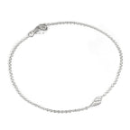 Feines Armband aus Sterlingsilber mit Erbskette, Engelsflügel-Charm und Verschluss, 18 cm
