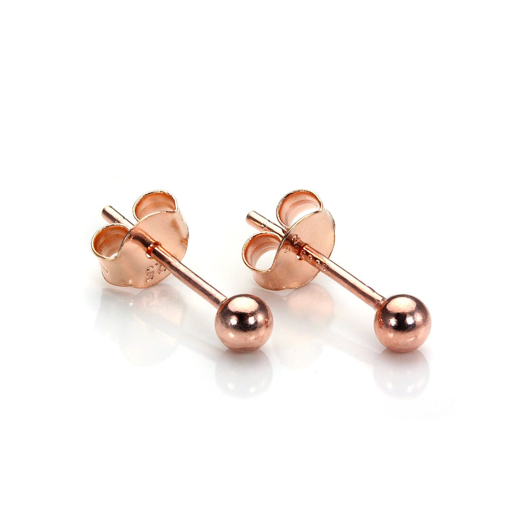 Rosévergoldete Sterlingsilber 3 mm Kugel Ohrstecker