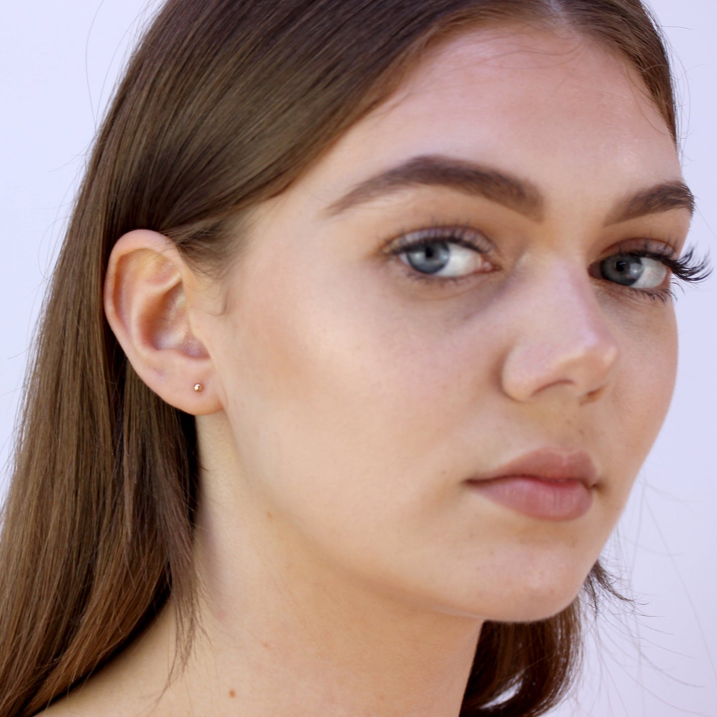 Rose vergoldete Sterling Silber 3mm Kugel Ohrstecker