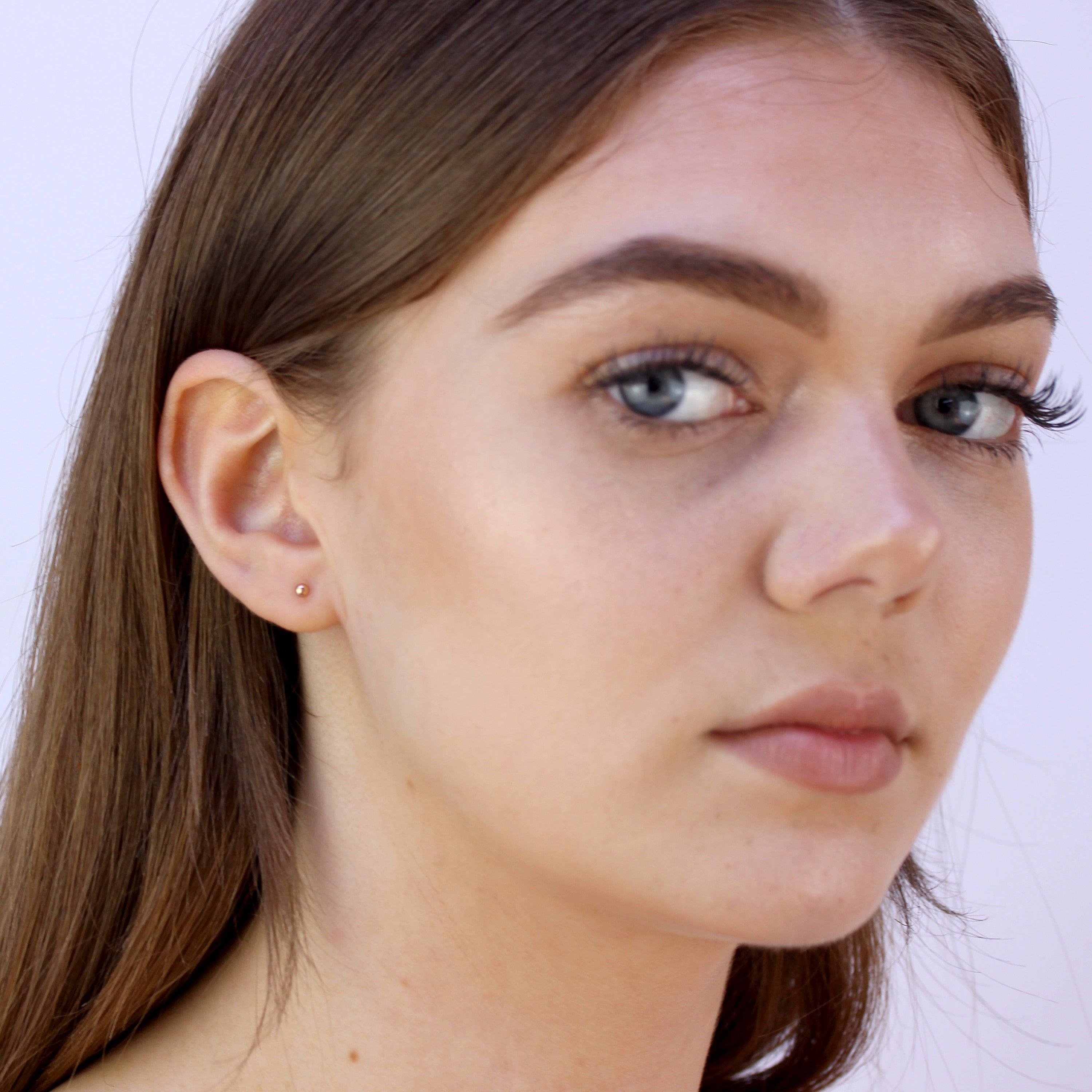 Rosévergoldete Sterlingsilber 3 mm Kugel Ohrstecker