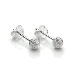 Sterlingsilber 4 mm Matt Kugel Ohrstecker